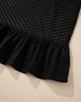 Crochet Patchwork Ruffle Hem Beach Cover-Up