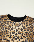 Leopard Sequin Short Sleeve Top