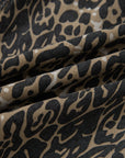 Leopard Contrast Scallop Lace Trim Denim Shorts