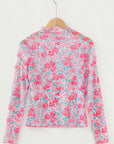 Floral Mesh Long Sleeve Mock Neck Top