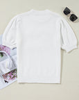 Touchdown Tinsel Puff Sleeve Crewneck Sweater