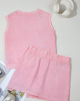 Mineral Wash Tank Top and Lined Split Skirt Set