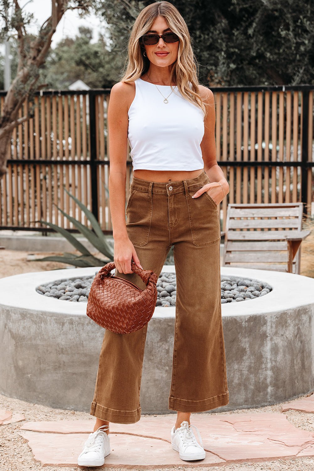 Courtney Cropped High Rise Wide Leg Jeans