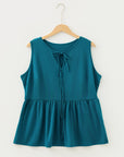 Plus Size Solid Bow-Tie Peplum Tank Top