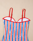 Americana Stripe Cutout Spaghetti Strap Swimsuit