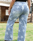 Plus Size Star Buttoned Slit Knee Distressed Jeans