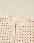 Hollowed Knit Zip Up Sweater Cardigan