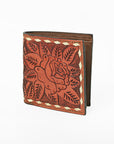 Hilason Western Rose Floral Bifold Men Women Genuine American Leather Wallet