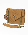 American Darling Western Suede Crossbody Bag for Women – Quilted Tan Leather Purse with Chain Strap