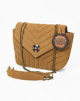 American Darling Western Suede Crossbody Bag for Women – Quilted Tan Leather Purse with Chain Strap