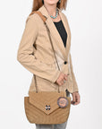 American Darling Western Suede Crossbody Bag for Women – Quilted Tan Leather Purse with Chain Strap