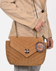 American Darling Western Suede Crossbody Bag for Women – Quilted Tan Leather Purse with Chain Strap