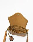 American Darling Sunflower Tooled Leather Fringe Crossbody Bag – Western Boho Handcrafted Purse