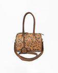 American Darling Hand-Tooled Leather Barrel Speedy Bag – Classic Western Floral Design