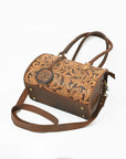 American Darling Hand-Tooled Leather Barrel Speedy Bag – Classic Western Floral Design