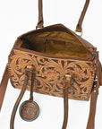 American Darling Hand-Tooled Leather Barrel Speedy Bag – Classic Western Floral Design