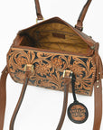 American Darling Hand-Tooled Leather Barrel Speedy Bag – Classic Western Floral Design