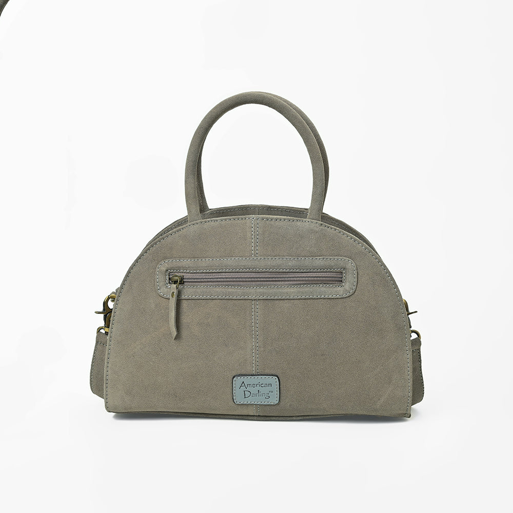 American Darling Western Leather Dome Satchel with Hand-Tooled Floral &amp; Embellished Panel