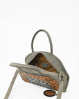 American Darling Western Leather Dome Satchel with Hand-Tooled Floral & Embellished Panel