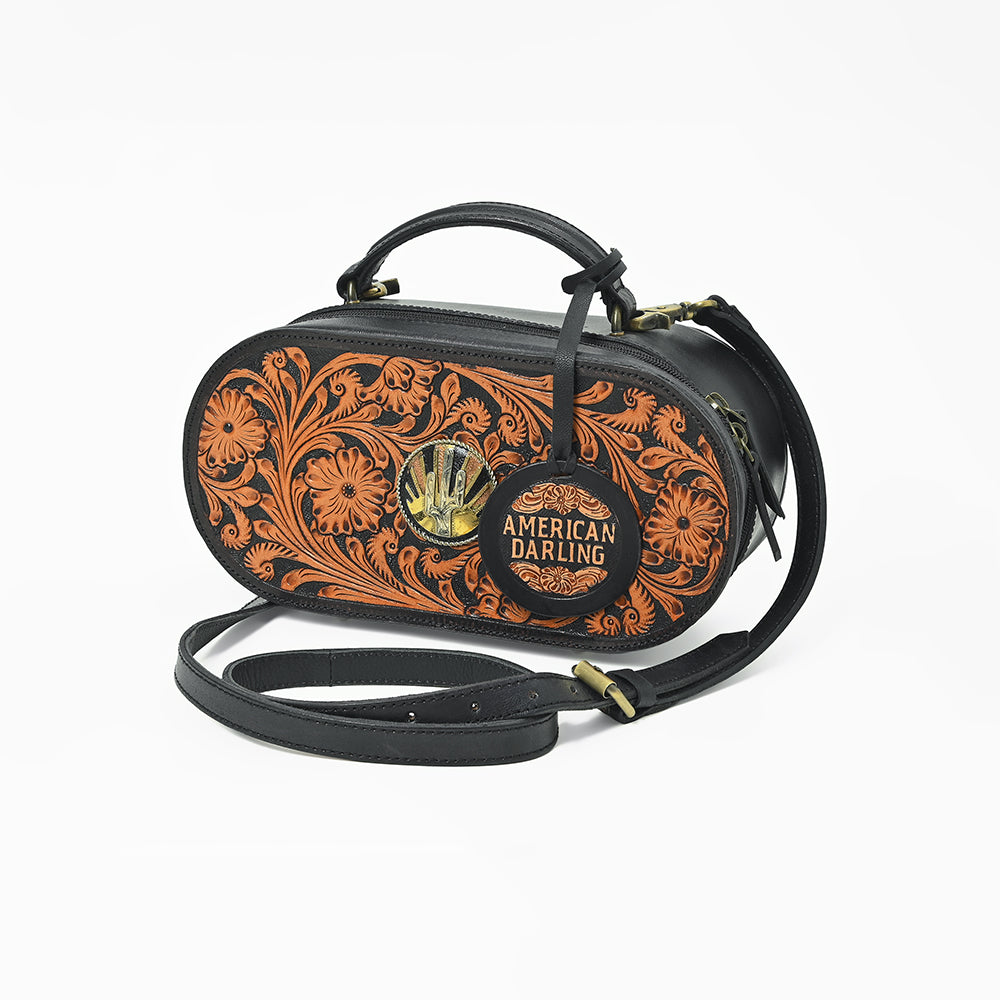 American Darling Quilted Genuine Leather Cross body Bag - Rivetted Concho Eco-Friendly Vegetable Tanned Full Grain Purse