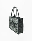 American Darling Black Western Embroidered Tote Bag with White Cactus Details