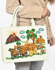 American Darling Pastel Mint Embroidered Scenic Country Tote Bag | Vintage Farm Purse