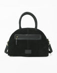 American Darling Black Beaded Half-Moon Bag with Tooled Leather Accent
