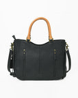 Western Hand-Tooled Leather Shoulder Bag with Hair-On Panels & Fringe – Premium Crossbody Handbag