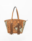 American Darling Cowhide & Floral Tooled Leather Fringe Tote Bag