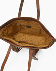 American Darling Cowhide & Floral Tooled Leather Fringe Tote Bag