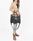 American Darling Western Tooled Leather Tote Bag for Women – Black Hand-Tooled Handbag