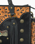 American Darling Western Tooled Leather Tote Bag for Women – Black Hand-Tooled Handbag