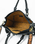 American Darling Western Tooled Leather Tote Bag for Women – Black Hand-Tooled Handbag