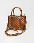 American Darling Premium Quilted Leather Tote Bag for Women – Handcrafted Genuine Leather Handbag Brown