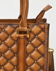 American Darling Premium Quilted Leather Tote Bag for Women – Handcrafted Genuine Leather Handbag Brown