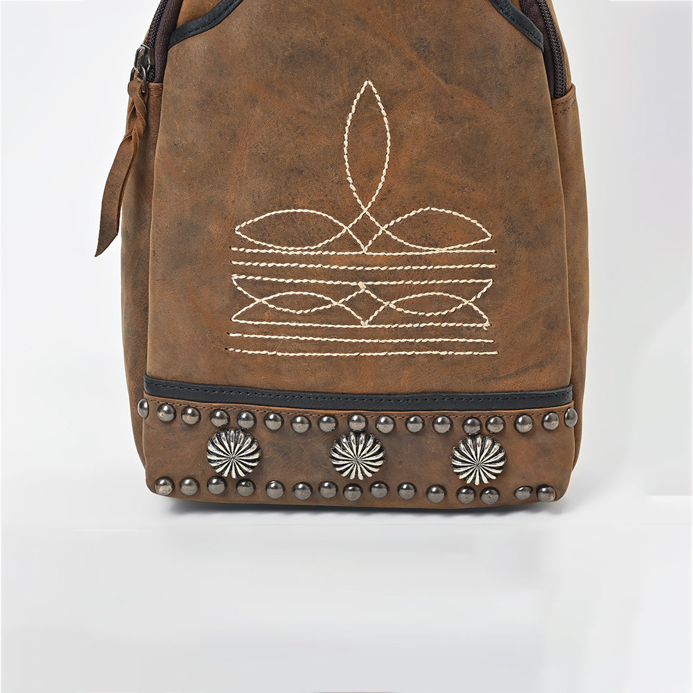 American Darling Western Leather Sling Bag with Studded Detail &amp; Embroidery