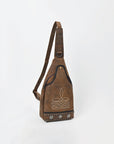 American Darling Western Leather Sling Bag with Studded Detail & Embroidery