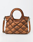 American Darling Quilted Leather Crossbody Bag for Women, Western Shoulder Purse with Round Top Handle Tan