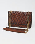 American Darling Quilted Leather Crossbody Bag for Women, Chain Strap Shoulder Purse with Flap Closure, Tan