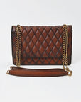 American Darling Quilted Leather Crossbody Bag for Women, Chain Strap Shoulder Purse with Flap Closure, Tan