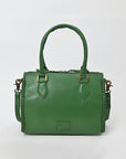 American Darling Hair-On Hide Satchel Bag for Women, Checkered Leather Handbag with Braided Crossbody Strap Black & Green