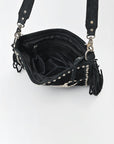 American Darling Western Fringe Leather Crossbody Bag with Studded Detail & Horsebit Accent – Stylish Shoulder Handbag