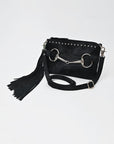 American Darling Western Fringe Leather Small Crossbody Bag with Studded Detail & Horsebit Accent