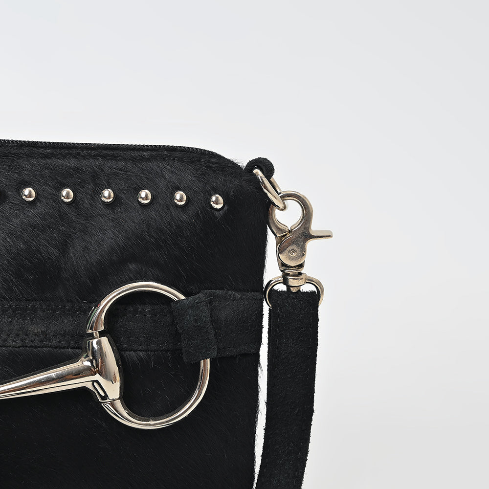 American Darling Western Fringe Leather Small Crossbody Bag with Studded Detail &amp; Horsebit Accent