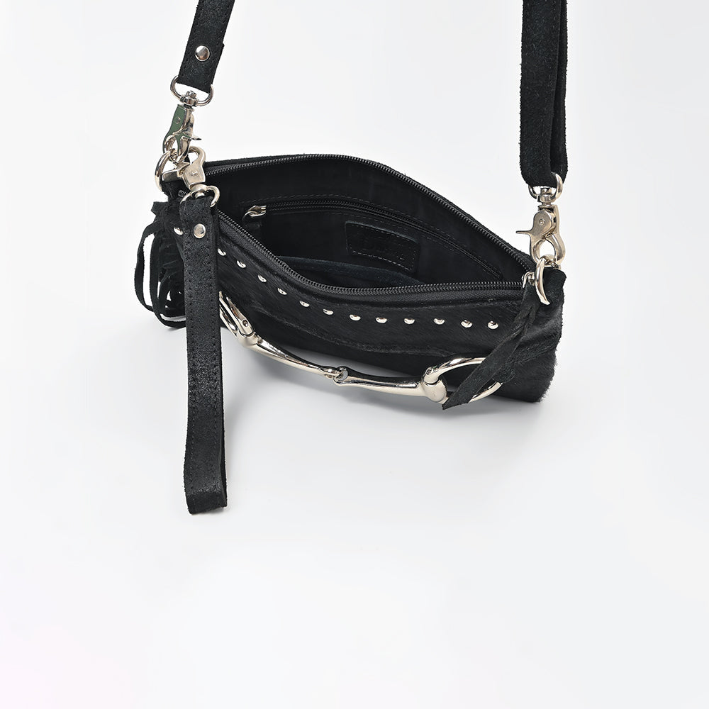 American Darling Western Fringe Leather Small Crossbody Bag with Studded Detail &amp; Horsebit Accent