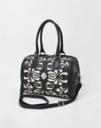 American Darling Western Leather Tooling Duffel Bag Black White Tooled Embroidery Satchel Crossbody Purse for Women