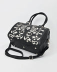 American Darling Western Leather Tooling Duffel Bag Black White Tooled Embroidery Satchel Crossbody Purse for Women