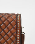 American Darling Quilted Leather Crossbody Bag for Women, Western Studded Shoulder Purse with Buckle Accent