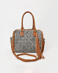 American Darling Woven Hair-On Hide Leather Satchel Bag for Women, Western Crossbody Purse with Tassel