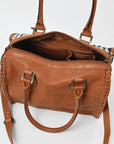 American Darling Woven Hair-On Hide Leather Satchel Bag for Women, Western Crossbody Purse with Tassel